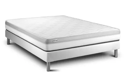 Ensemble Matelas Sommier 140x190 cm - Sommier Blanc (en kit) - Vital Relax