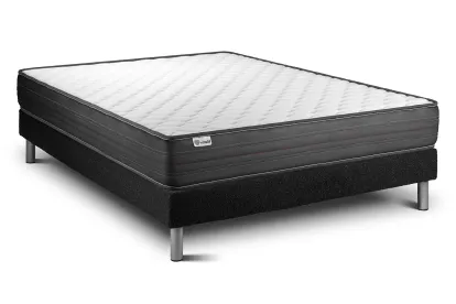Ensemble Matelas Sommier 130x200 cm - Sommier Noir (en kit) - Vitalpower