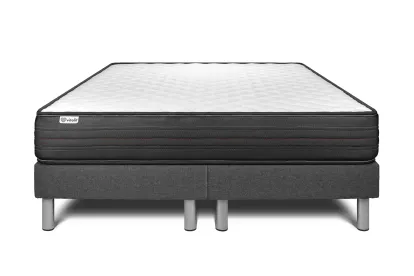 Ensemble Matelas Sommier 160x200 cm - 2 Sommiers Gris - Vitalpower
