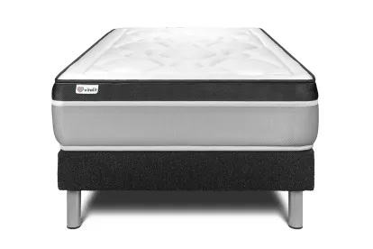 Ensemble Matelas Sommier 120x190 cm - Sommier Noir (en kit) - Vital Ergo