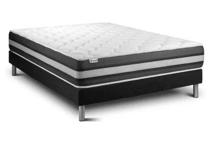 Ensemble Matelas Sommier 200x200 cm - Sommier Noir (en kit) - Vitalspring Zen