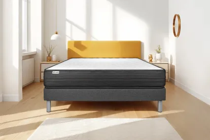Ensemble Matelas Sommier 140x220 cm - Sommier Gris (en kit) - Vitalpower