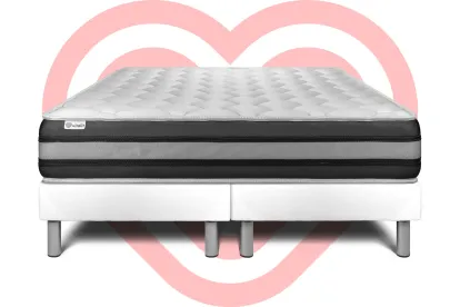 Ensemble Matelas Sommier 160x200 cm - 2 Sommiers Blanc - Vitalspring Zen