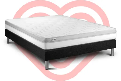 Ensemble Matelas Sommier 140x220 cm - Sommier Noir (en kit) - Vital Relax