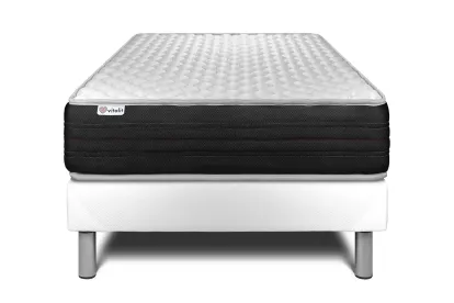 Ensemble Matelas Sommier 90x190 cm - Sommier Blanc (déjà monté) - Vitalmemo One