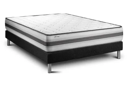 Ensemble Matelas Sommier 200x200 cm - Sommier Noir (en kit) - Vitalpower Recover
