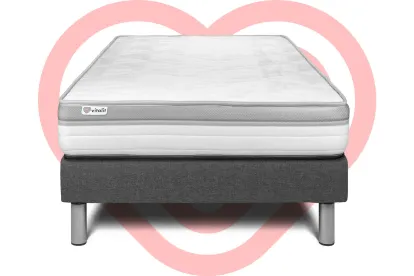 Ensemble Matelas Sommier 90x190 cm - Sommier Gris (en kit) - Vital Relax