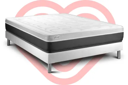 Ensemble Matelas Sommier 140x220 cm - Sommier Blanc (en kit) - Vital Soft