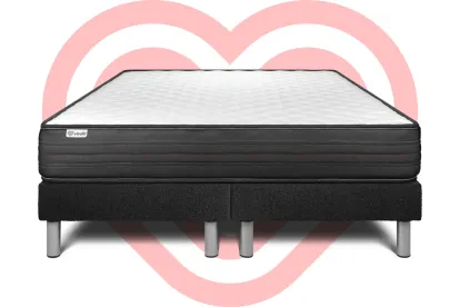 Ensemble Matelas Sommier 160x200 cm - 2 Sommiers Noir - Vitalpower
