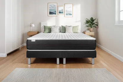 Ensemble Matelas Sommier 200x200 cm - 2 Sommiers Noir - Vitalspring