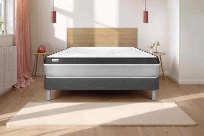 Ensemble Matelas Sommier 140x220 cm - Sommier Gris (en kit) - Vital Ergo