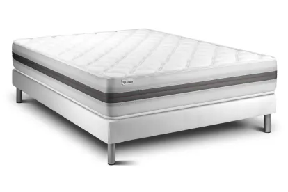 Ensemble Matelas Sommier 180x200 cm - Sommier Blanc (en kit) - Vitalmemo Back