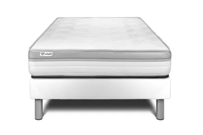 Ensemble Matelas Sommier 90x190 cm - Sommier Blanc (en kit) - Vital Relax