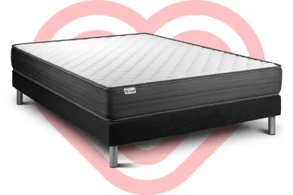 Ensemble Matelas Sommier 150x200 cm - Sommier Noir (en kit) - Vitalpower