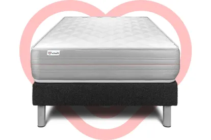 Ensemble Matelas Sommier 90x200 cm - Sommier Noir (déjà monté) - Vitalmemo