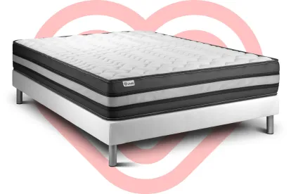 Ensemble Matelas Sommier 140x200 cm - Sommier Blanc (en kit) - Vital Power Zen