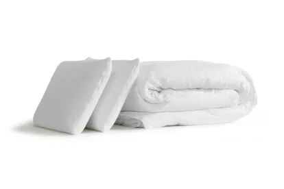 Pack lit complet 200x200 cm - Matelas + Sommier Blanc (en kit) + 2 oreillers + Couette - Vital Soft