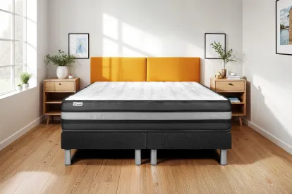 Ensemble Matelas Sommier 160x200 cm - 2 Sommiers Noir - Vital Power Zen