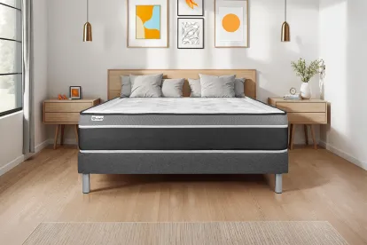 Sommier Tapissier 80x200 cm - Toile - Gris