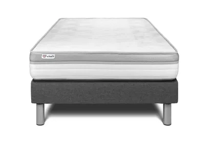 Ensemble Matelas Sommier 90x190 cm - Sommier Gris (en kit) - Vital Relax