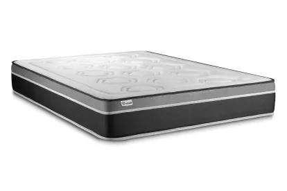 Pack lit complet 140x190 cm - Matelas + Sommier Noir (en kit) + 2 oreillers + Couette - Vital Care