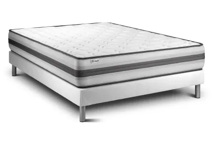 Ensemble Matelas Sommier 135x190 cm - Sommier Blanc (en kit) - Vitalpower Recover
