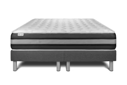 Ensemble Matelas Sommier 160x200 cm - 2 Sommiers Gris - Vitalspring Zen