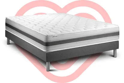 Ensemble Matelas Sommier 130x200 cm - Sommier Gris (en kit) - Vitalspring Recover