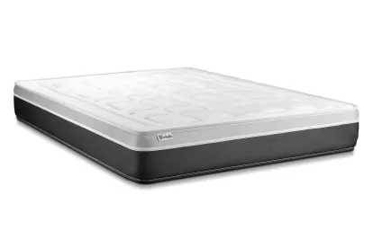 Pack lit complet 180x200 cm - Matelas + Sommier Gris (en kit) + 2 oreillers + Couette - Vital Soft