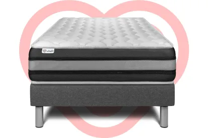 Ensemble Matelas Sommier 90x200 cm - Sommier Gris (en kit) - Vitalspring Zen