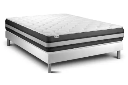 Ensemble Matelas Sommier 200x200 cm - Sommier Blanc (en kit) - Vitalspring Zen