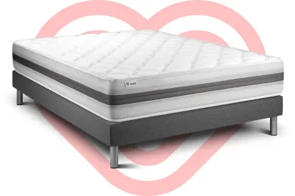 Ensemble Matelas Sommier 140x190 cm - Sommier Gris (déjà monté) - Vitalmemo Back