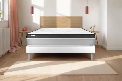 Ensemble Matelas Sommier 160x190 cm - Sommier Blanc (en kit) - Vital Ergo