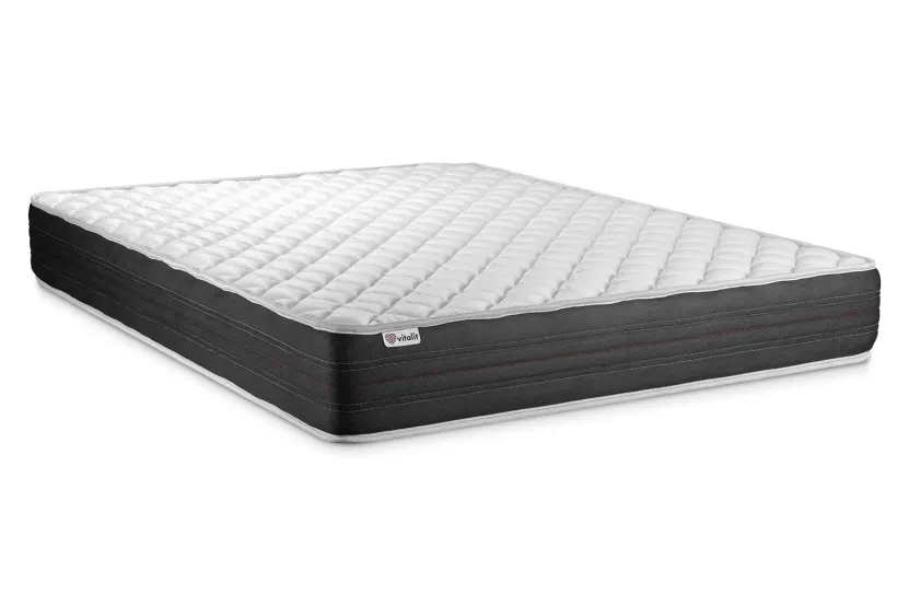 Ensemble Matelas Sommier 140x200 cm - Sommier Noir (déjà monté) - Vitalmemo One