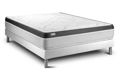 Ensemble Matelas Sommier 160x190 cm - Sommier Blanc (en kit) - Vital Ergo