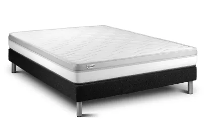 Ensemble Matelas Sommier 140x190 cm - Sommier Noir (en kit) - Vital Relax