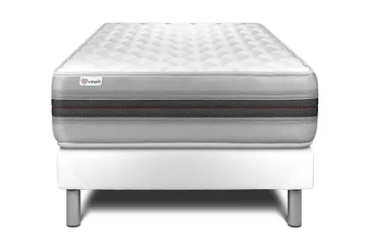 Ensemble Matelas Sommier 120x190 cm - Sommier Blanc (en kit) - Vitalmemo Back