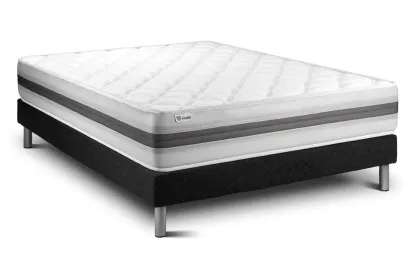Ensemble Matelas Sommier 180x200 cm - Sommier Noir (en kit) - Vitalmemo Back