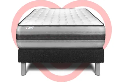 Ensemble Matelas Sommier 90x200 cm - Sommier Noir (en kit) - Vitalpower Recover