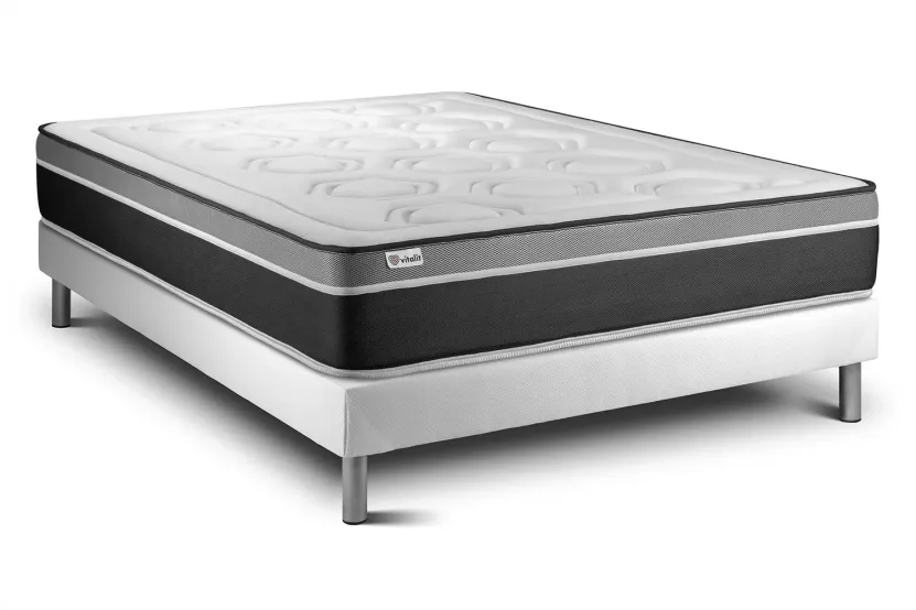 Ensemble Matelas Sommier 150x190 cm - Sommier Blanc (en kit) - Vital Care