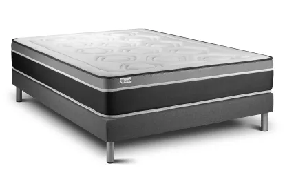 Ensemble Matelas Sommier 140x220 cm - Sommier Gris (en kit) - Vital Care