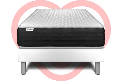 Ensemble Matelas Sommier 90x190 cm - Sommier Blanc (déjà monté) - Vitalmemo One