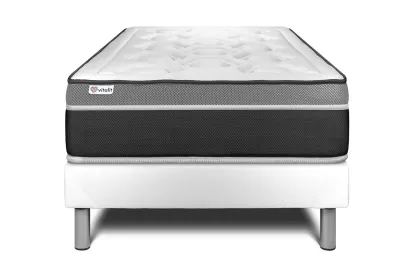 Ensemble Matelas Sommier 90x190 cm - Sommier Blanc (en kit) - Vital Care