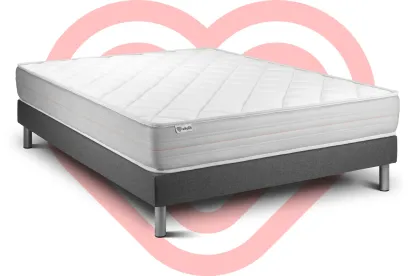 Ensemble Matelas Sommier 135x190 cm - Sommier Gris (en kit) - Vitalmemo