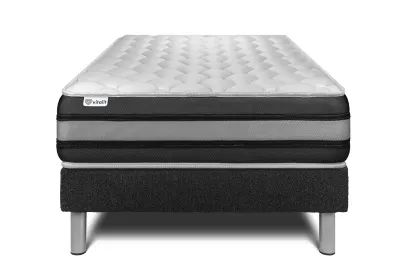 Ensemble Matelas Sommier 90x200 cm - Sommier Noir (déjà monté) - Vitalspring Zen