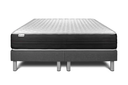 Ensemble Matelas Sommier 160x200 cm - 2 Sommiers Gris - Vitalmemo One