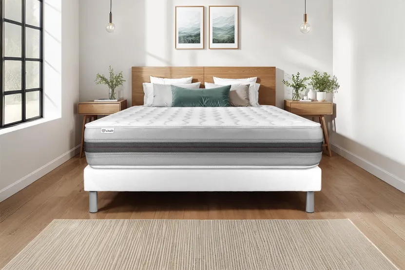 Ensemble Matelas Sommier 160x190 cm - Sommier Blanc (en kit) - Vitalspring Recover
