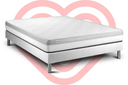 Ensemble Matelas Sommier 150x190 cm - Sommier Blanc (en kit) - Vital Relax
