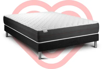Ensemble Matelas Sommier 160x220 cm - Sommier Noir (en kit) - Vitalspring
