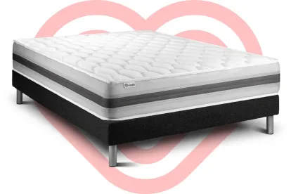 Ensemble Matelas Sommier 135x190 cm - Sommier Noir (en kit) - Vitalspring Recover